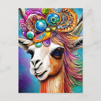 Cartão Postal Colorida Jeweled Llama