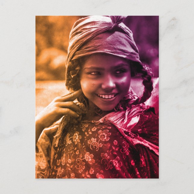 Cartão Postal Colorida Magrebe Tunisina Djerba, mulher Postca (Frente)
