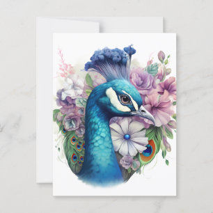 Cartão Postal Colorida Peacock