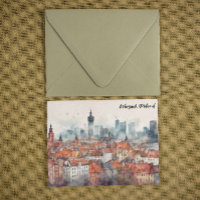 Colorida Varsóvia Polônia Watercolor Skyline