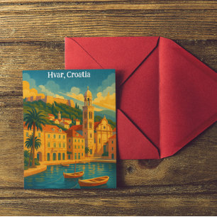 Cartão Postal Colorida Viagens vintage Hvar Croácia