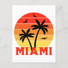Cartão Postal Colorida Vintage Miami Sunset