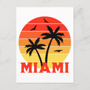 Cartão Postal Colorida Vintage Miami Sunset