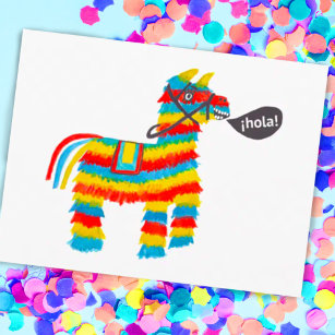 Cartão Postal Colorida Watercolor Donkey Piñata