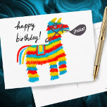 Cartão Postal Colorida Watercolor Donkey Piñata FELIZ ANIVERSÁRI<br><div class="desc">Veja esta piñata colorida e divertida. Adicione seu próprio texto também! Visite meu compro para mais!</div>