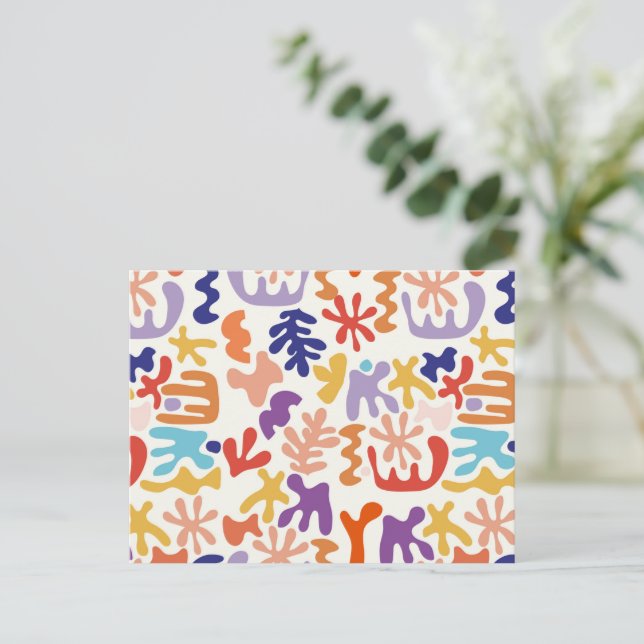 Cartão postal colorido abstrato padrão Matisse (Em pé/Frente)