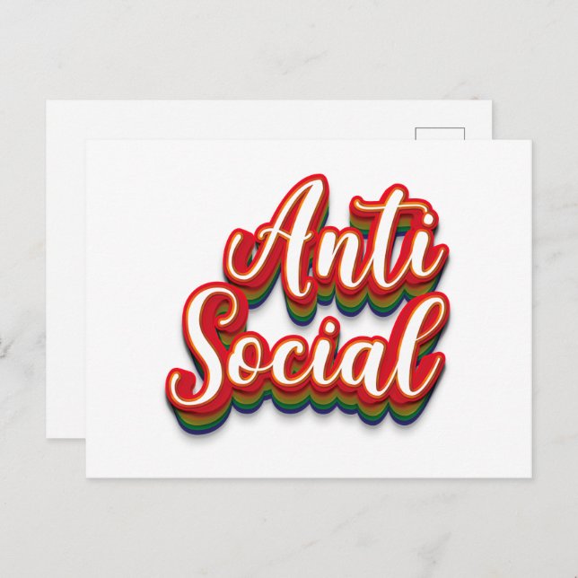 Cartão Postal Colorido Anti-Social (Frente/Verso)