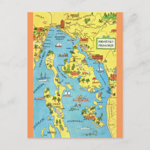 Cartão Postal Colorido Antigo da Croácia