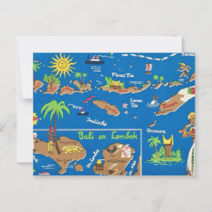 Cartão Postal Colorido Bali Lombok