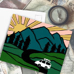 Cartão Postal Colorido Campervan Mounains Vanlife RV Sunrise<br><div class="desc">Veja este cartão postal incrível com desenhos de montanhas e uma carrinha de camper. Adicione seu próprio texto. Veja meu compro de borboletas,  pássaros,  RVs,  acampamento,  caminhada,  flores e muito mais!</div>