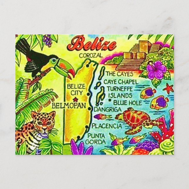 Cartão Postal Colorido de Belize (Frente)