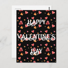 Cartão postal Colorido de Corações de Aquarela