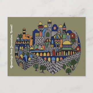 Cartão postal colorido de Jerusalém