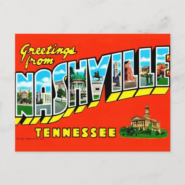 Cartão postal colorido de Nashville (Frente)