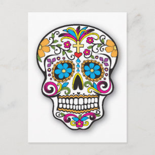 Cartão Postal Colorido Dia do Crânio do Açúcar Mexicano dos M