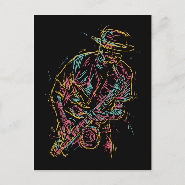 Cartão postal Colorido do Jazz Player (Frente)