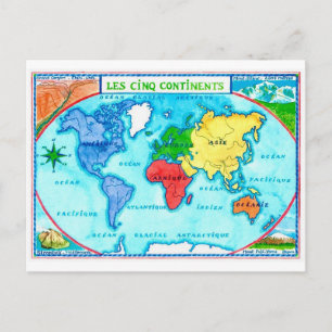 Cartão postal Colorido do Mapa Mundial