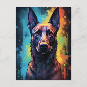 Cartão Postal Colorido Malinois Belga