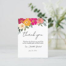Colorido Obrigado Chuveiro Nupcial Floral de Verão