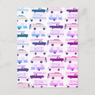 Cartão Postal Colorido Reboque de Camper Vanlife RV Patterno