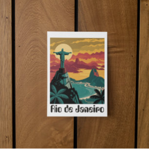 Cartão Postal Colorido Rio de Janeiro Brasil Viagem Arte