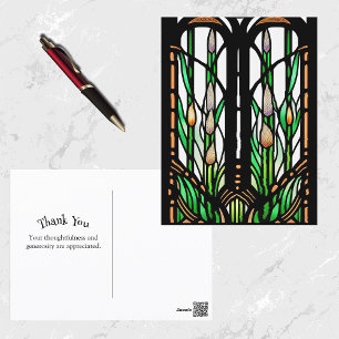 Cartão Postal Colorido Verde Reeds Art Nouveau Vidro Escondido