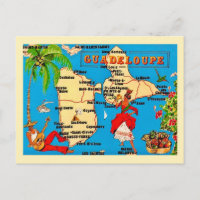 Cartão postal colorido vintage de Guadeloupe