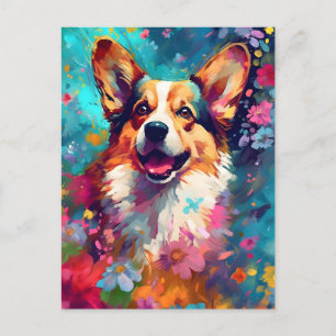 Cartão Postal Colorir Corgi