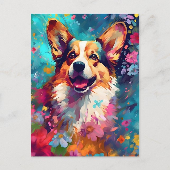 Cartão Postal Colorir Corgi (Frente)