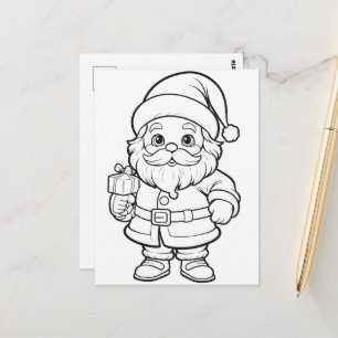 Cartão Postal Colorir crianças do Papai Noel festivo