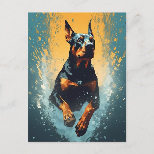 Cartão Postal Colorir Doberman (Frente)