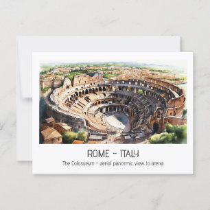 Cartão Postal Colosseum aquarela vista aérea Roma Momento