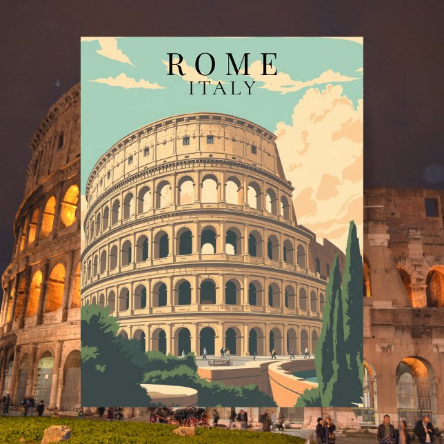 Cartão Postal Colosseum Roma Itália Vintage European Landmark (Colosseum Rome Italy Vintage European Landmark Postcard)