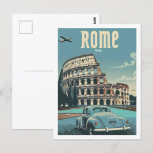 Cartão Postal Colosseum Roma Itália Vintage Familiar Viagem