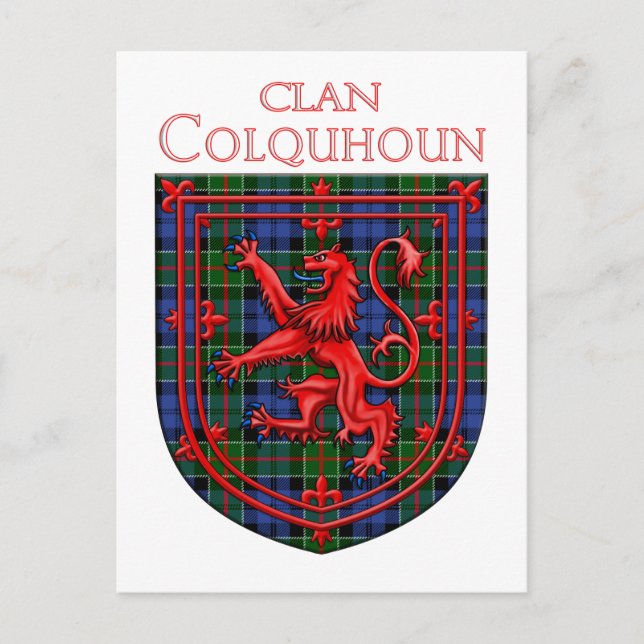 Cartão Postal Colquhoun Tartan Scottish Plaid Lion Rampant (Frente)
