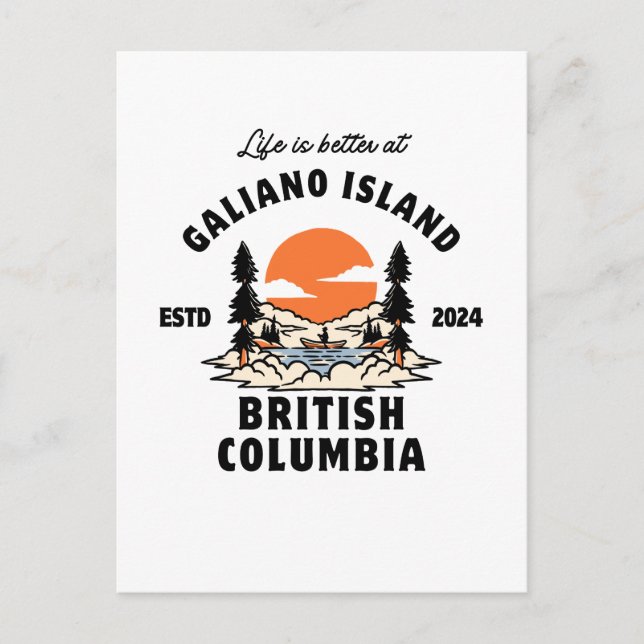 Cartão Postal Colúmbia Britânica da Ilha do Galiano (Frente)