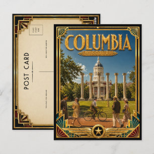 Cartão Postal Columbia Missouri Arte Deco Antigo Idade Dourada