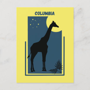Cartão Postal Columbia Riverbanks Zoo Carolina Vintage Giraffe