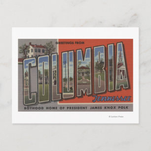 Cartão Postal Columbia, Tennessee - Cenas com Letras Grandes