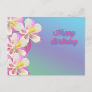 Cartão Postal Columbine Flower Happy Birth