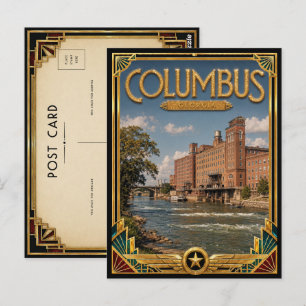 Cartão Postal Columbus Geórgia Arte Deco Vintage Era de Ouro