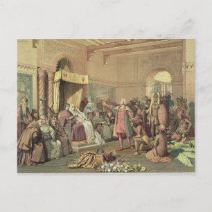 Cartão Postal Columbus no Tribunal Real de Espanhas em Barcelona