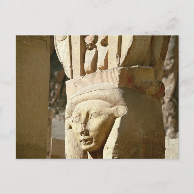 Cartão Postal Coluna com cabeça de hathor, da Capela de (Frente)