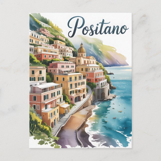Cartão Postal Coluna de água de Positano (Frente)