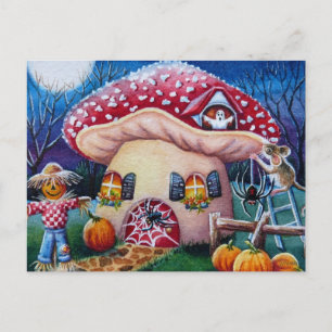 Cartão Postal Coluna de Ratos de Mushroom Halloween Aranhas Aqua