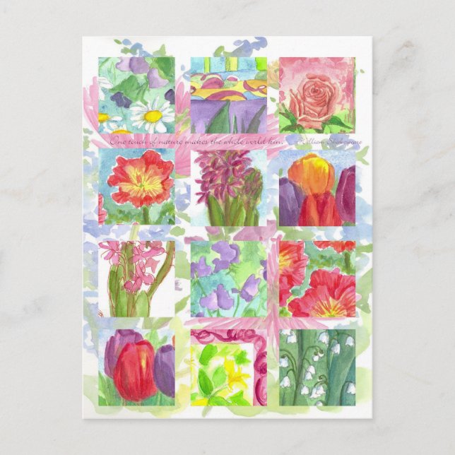 Cartão Postal Coluna Rosa de Flor Vermelho Tulip Poppy (Frente)