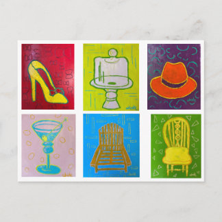 Cartão postal com 6 pinturas a óleo originais