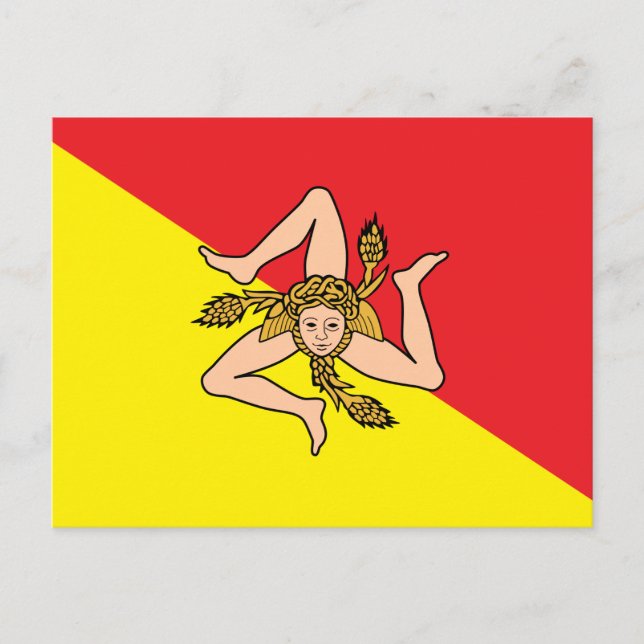 Cartão postal com a bandeira da Sicília, Itália (Frente)