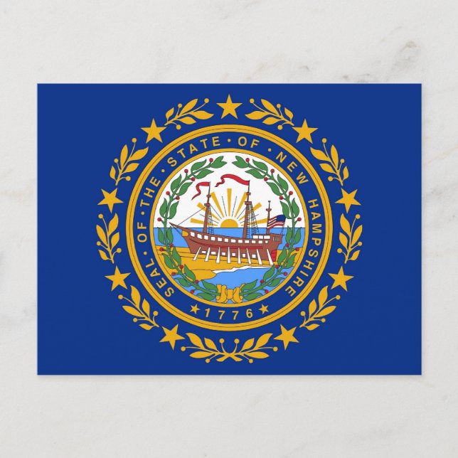 Cartão postal com a bandeira de New Hampshire Stat (Frente)