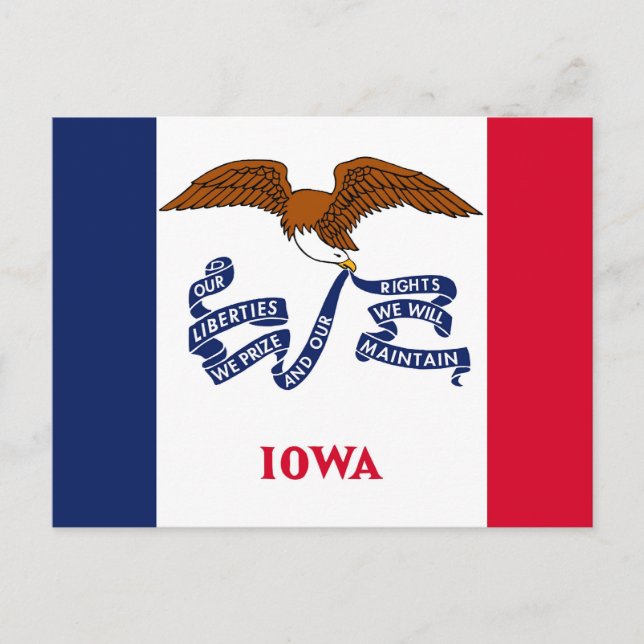 Cartão postal com a bandeira do Estado de Iowa - E (Frente)